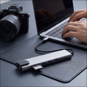 Tech-Protect HB09 USB jaotur 8in1 TYPE-C + USB-A 3.0 + USB-C 3.0 + HDMI 4K 60HZ + SD/TF + PD100W + RJ45 1000 MB/S - hall
