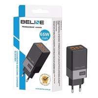 Beline Võrgulaadija 2x USB-C + 1x USB 65W must (ainult pea) PD 3.0 + QC 3.0 BLN3CB65 GaN