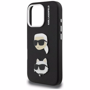 Karl Lagerfeld FW Grained Karl & Choupette Heads Pins ümbris mudelile iPhone 16 Pro Max – must