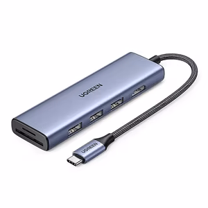 Ugreen CM511 20956A 6in1 jaotur USB-C - HDMI / 3x USB-A 3.0 / SD/TF kaardilugeja - hall