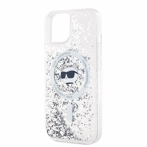Karl Lagerfeld Liquid Glitter Choupette Head MagSafe ümbris jaoks iPhone 15 / 14 / 13 - läbipaistev