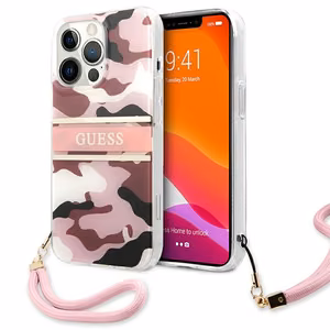 Guess GUHCP13LKCABPI iPhone 13 Pro / 13 6.1" roosa/roosa kõvakaaneline Camo rihmaga kollektsioon