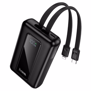 Hoco J162 akupank sisseehitatud USB-C- ja Lightning-kaablitega, 10000 mAh, QC, PD, 22,5 W, must