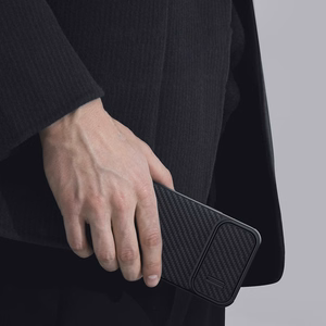 Nillkin sünteetilisest kiust S ümbris iPhone 14 Pro ümbris koos kaamerakattega, must