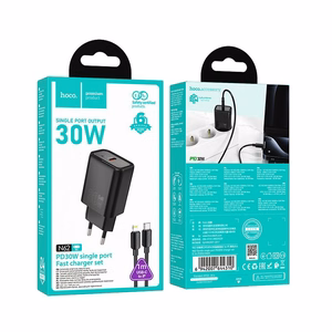 Phone Laadija Hoco USB C QC PD 30W + Kaabel USB C to Lightning N62 must