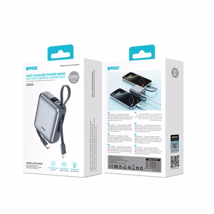BWOO akupank P74 22.5W 20000 mAh with 2 built-in cables 1 x USB-C 1 x Lightning must