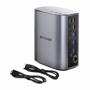 Blitzwolf BW-TH15 17in1 Dokkimisjaam 2xHD+DP+4xC+3xUSB 3.0+USB 3.1+C 3.2+C PD+RJ45+micro SD+SD+3.5mm Audio