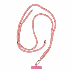 SWING (8mm) Phone lanyard, Phone pendant with adjustable length / cord length 165cm (max 82.5cm in the loop) / on the shoulder or neck - roosa-valge