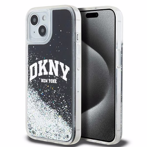 DKNY Liquid Glitter Big Logo iPhone 15 Plus / 14 Plus Ümbris - Must