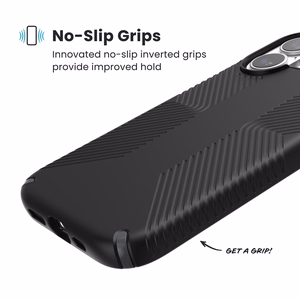 Speck Presidio2 Grip MagSafe ümbris iPhone 17 jaoks (must / Slate Gray / valge)