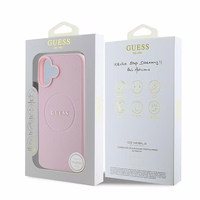Guess Grained Kuldne Ring MagSafe iPhone 16 Plus Ümbris - Roosa
