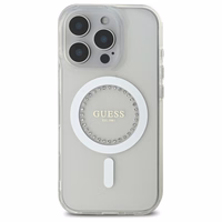 Guess IML Rhinestones MagSafe Ümbris jaoks iPhone 16 Pro - valge