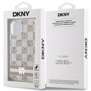 DKNY IML Checkered Mono Pattern & Printed Stripes MagSafe ümbris jaoks iPhone 15 / 14 / 13 - beige