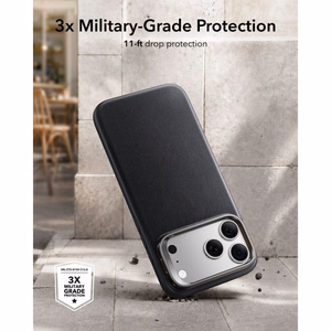 ESR Leather ümbris seadmele iPhone 18 Pro / 17 Pro, toega, MagSafe-ühilduv – must