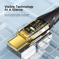 USB Kaabel Essager "Interstellar" Läbipaistev (must) "Type-C / Type-C" 200cm (up to 60W)
