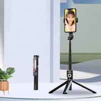 Selfie Stick - with detachable bluetooth remote control and tripod - P80 1,3 metres BLACK