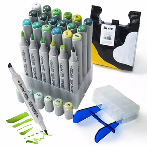 Double-sided Marker Pens ARRTX Oros, 24 Colours, roheline tone shade