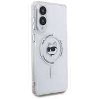 Karl Lagerfeld Button Choupette Head Printed Logo MagSafe Ümbris jaoks Samsung Galaxy S25 Edge - Valge