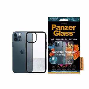 PanzerGlass ClearCase antibacterial ümbris jaoks iPhone 12 Pro Max - läbipaistev and must