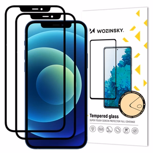 Wozinsky 2x закалённое стекло Full Glue Super Tough защитная плёнка Full Coverage с рамкой Case Friendly для iPhone 12 Pro / iPhone 12 чёрный