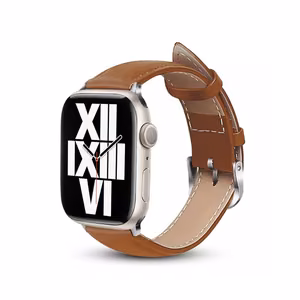 Crong Noble Band ehtsast nahast rihm Apple Watch 44 / 45 / 46 / 49 mm kellale, mokapruun
