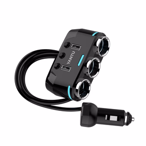 Auto Cigarette Lighter Pesa Splitter B39 tüüp C - 3 sockets + 2xUSB - 2,1A 100W koos ekraan and kaabel