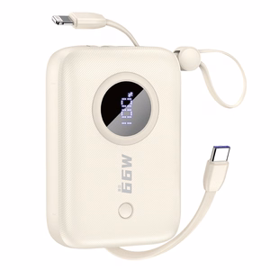 Dudao K14 10000mAh energiapank USB-C / Lightning kaabliga - beež