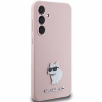 Karl Lagerfeld Silicone Choupette Metal Pin ümbris jaoks Samsung Galaxy S23 FE - roosa