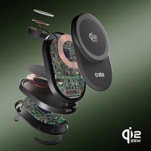 SBS Qi2.2 25W induktiivne 3-in-1 kokkupandav laadimisjaam MFI sertifikaadiga - must