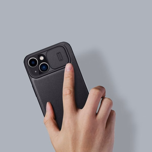 Nillkin Qin Cloth Pro Case Case iPhone 14 Plus kaamerakate Holster Cover Flip Case Sinine