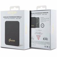 Guess MagSafe Metal Script Logo induktiivne elektripank 15W 5000mAh - must
