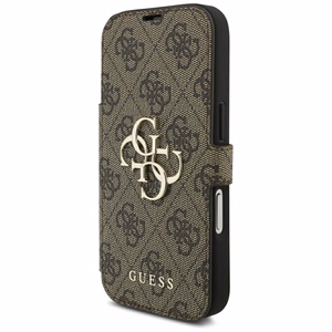 Guess Book 4G Metal Logo klappümbris iPhone 18 Pro / 17 Pro jaoks, pruun