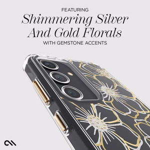 Case-Mate Floral Gems ümbris seadmele Samsung Galaxy S24, kuldne