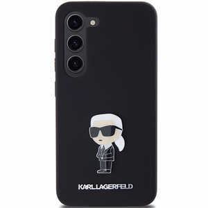 Karl Lagerfeld Silicone Ikonik Metal Pin ümbris jaoks Samsung Galaxy S24 - must