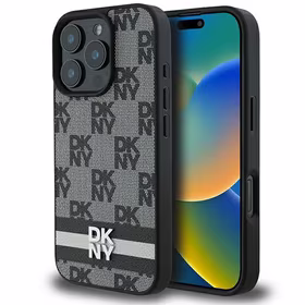 DKNY Checkered Pattern & Printed Stripes Ümbris jaoks iPhone 16 Pro Max - Must