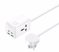 REMAX GAN POWER STRIP 65W RP-U157 2xUSB+2xUSB-C 1.5M valge