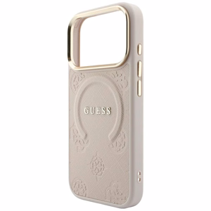Guess Saffiano Peony & Ring MagSafe ümbris mudelitele iPhone 17 Pro / 18 Pro, roosa