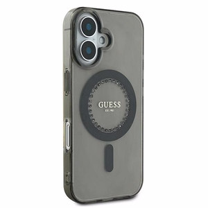 Guess IML Rhinestones MagSafe Чехол iPhone 16 Plus - чёрный