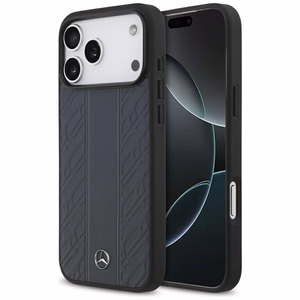 Mercedes Leather Laurel Leaves Stripes MagSafe Ümbris jaoks iPhone 17 Pro Max - Sinine