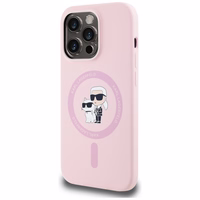 Karl Lagerfeld Silicone Karl&Choupette MagSafe iPhone 14 Pro Ümbris - Roosa