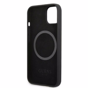 Guess GUHMP13MSPLK iPhone 13 6.1" чёрный/чёрный жёсткий чехол Silicone Logo Plate MagSafe