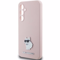 Karl Lagerfeld Silicone Choupette Metal Pin ümbris jaoks Samsung Galaxy S23 FE - roosa