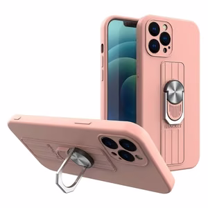 Ring Case silikoonist ümbris sõrmejäljega ja statiiviga iPhone XS Max jaoks roosa