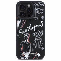 Karl Lagerfeld Grained Pattern & Logo MagSafe Ümbris for iPhone 16 Pro Max - must