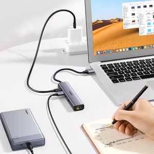 Ugreen CM475 multifunktsionaalne jaotur USB 3.0 - 3x USB / Ethernet RJ-45 / USB Type-C PD - hall