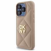 DKNY Quilted Stack Logo iPhone 15 Pro Max Ümbris - Beige
