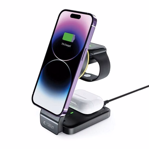 Tech-Protect QI15W-A28 MagSafe 3in1 Induktiivne Laadija koos Smartphone / Apple Watch / AirPods Alus - must