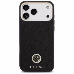 Guess Grained Strass Logo MagSafe ümbris jaoks iPhone 17 Pro Max - must