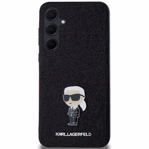 Karl Lagerfeld Fixed Glitter Ikonik Logo Metal Pin ümbris jaoks Samsung Galaxy A35 - must