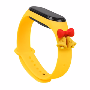 Rihm Xmas Xiaomi Mi Band 3 / 4 jõuludeks Silikoonist käepael koos kelladega - kollane